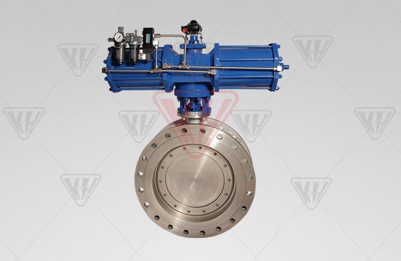 Pneumatic three eccentric hard sealing butterfly valve